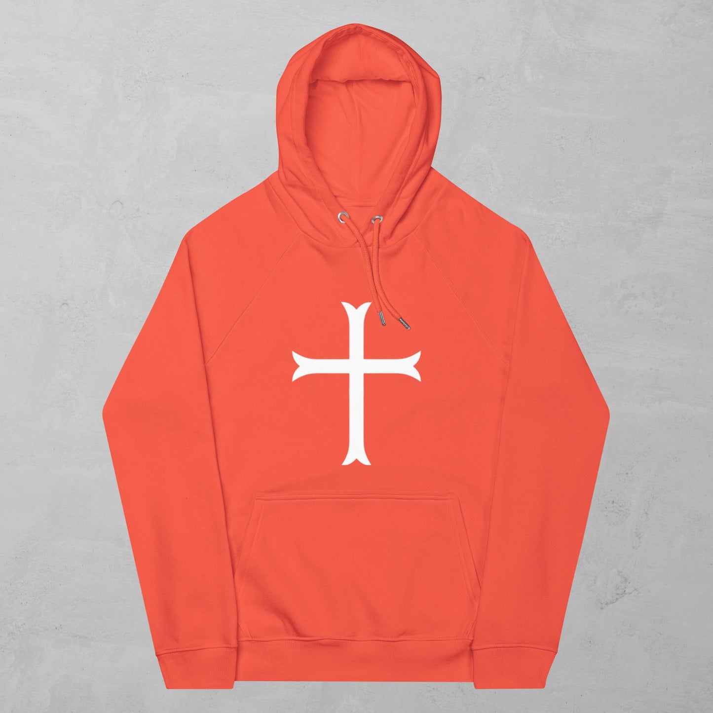 Cross in white hoodie