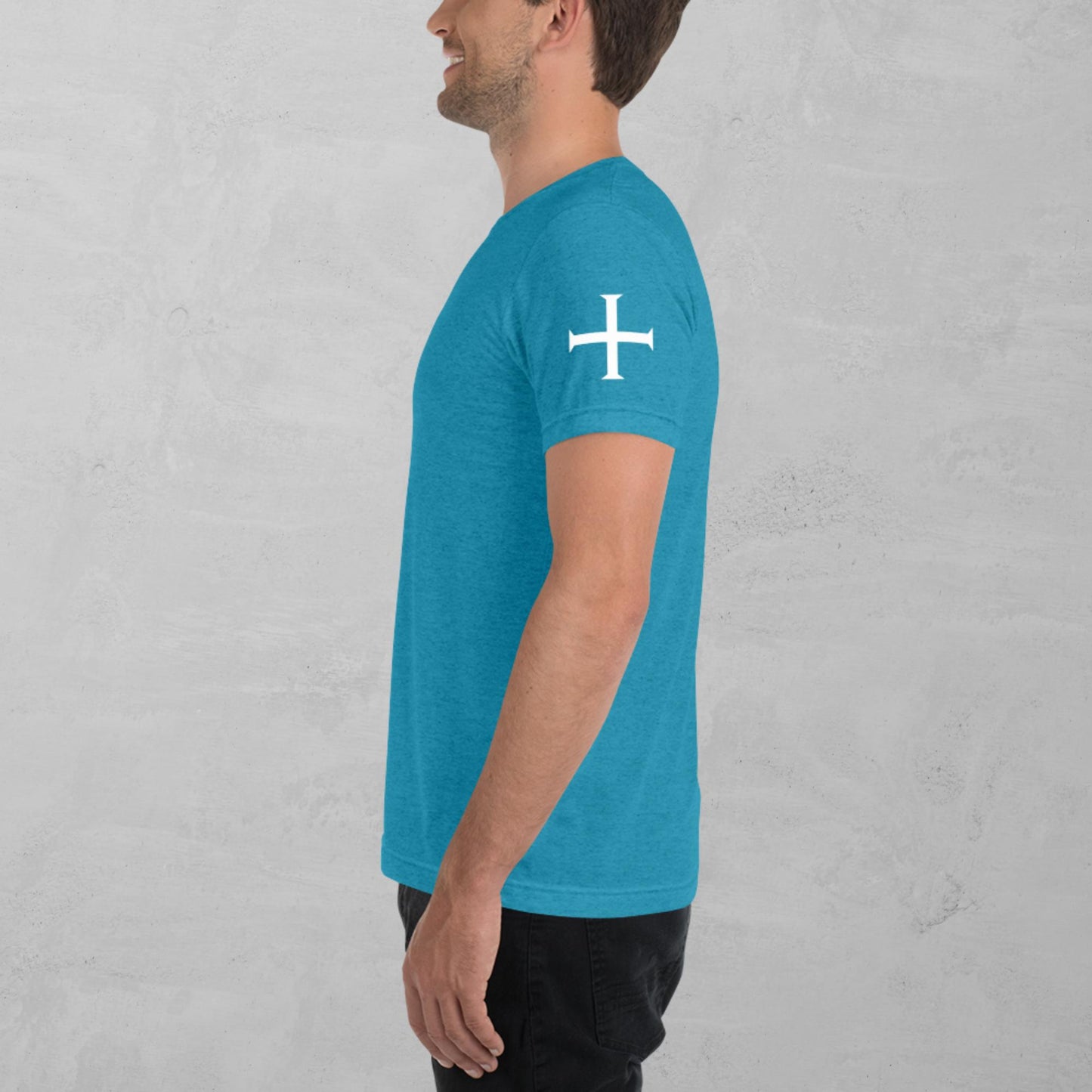 Crusader Cross in white t-shirt