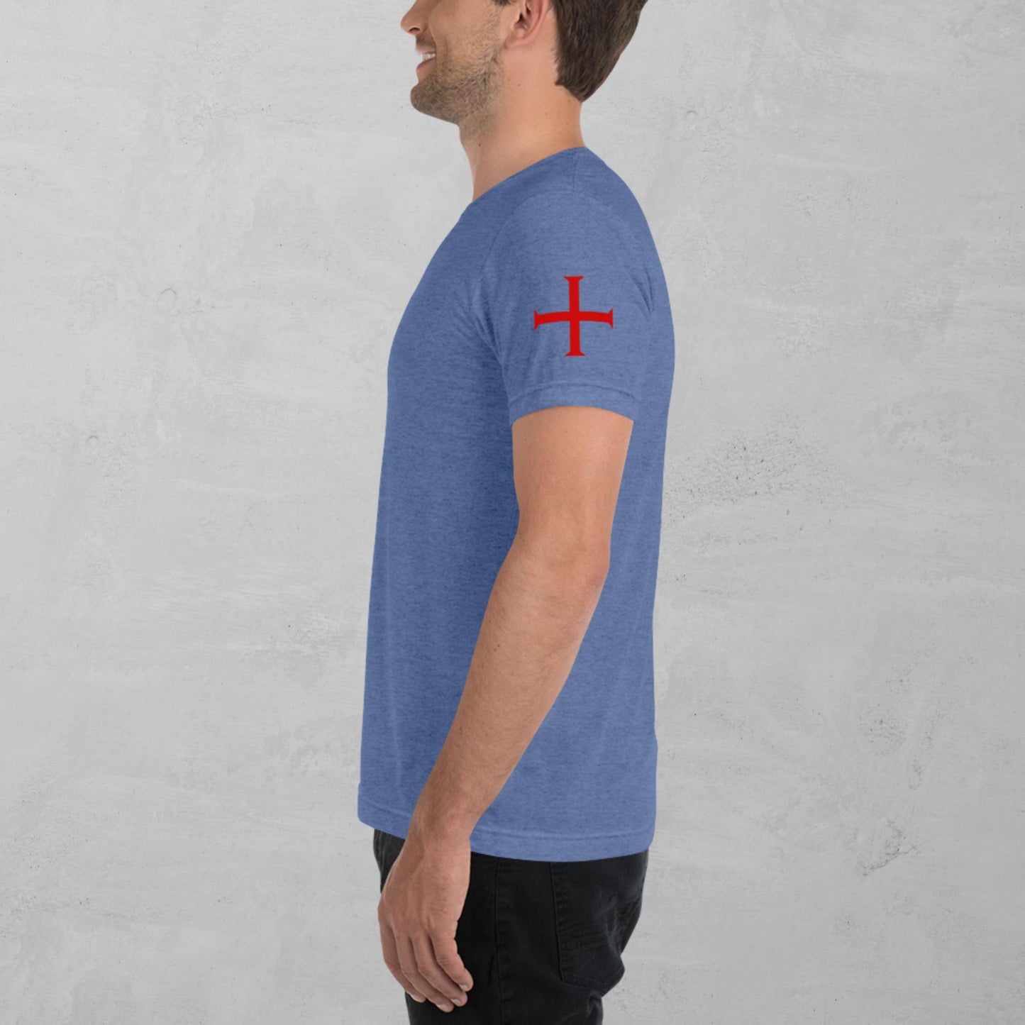 Crusader Cross in red t-shirt