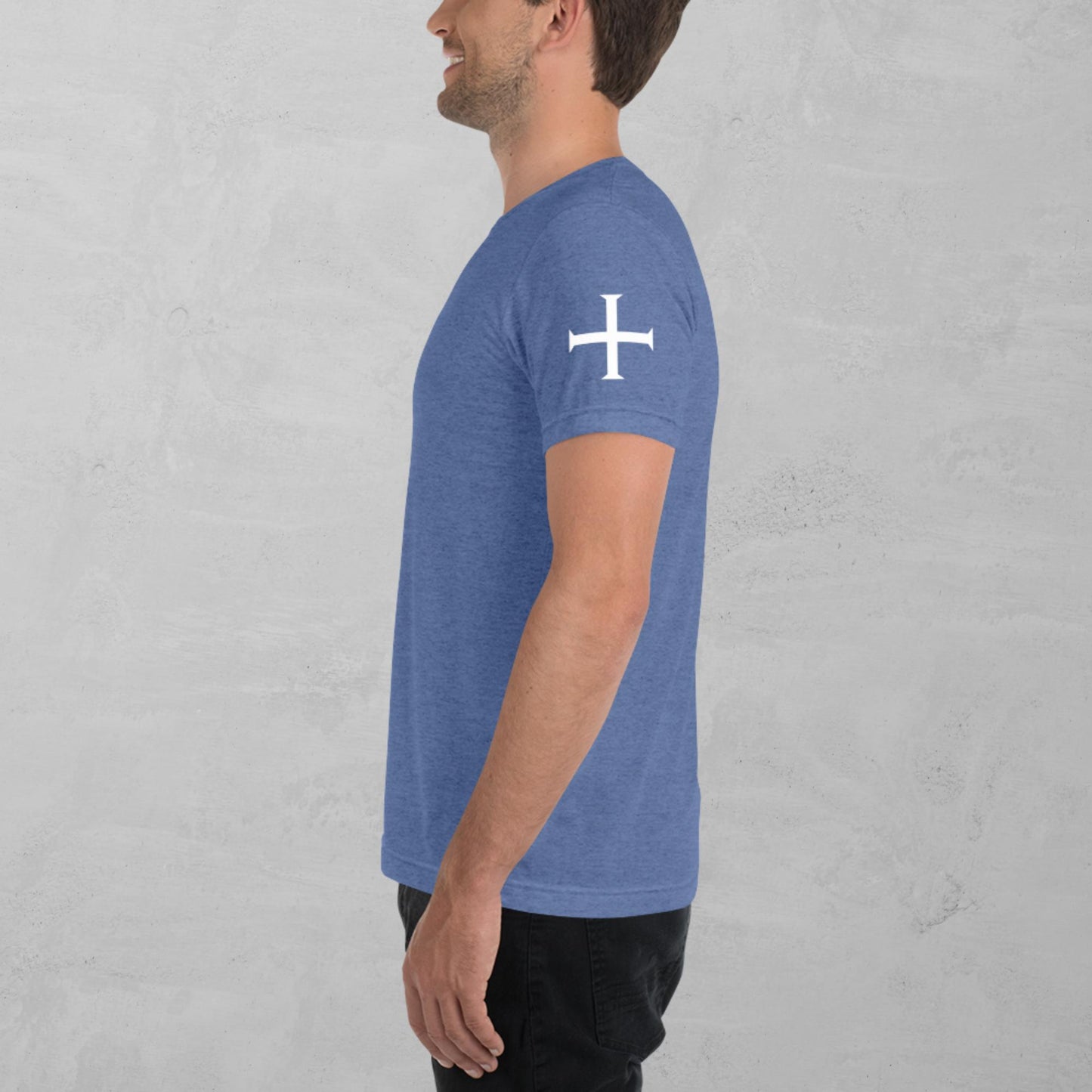 Crusader Cross in white t-shirt