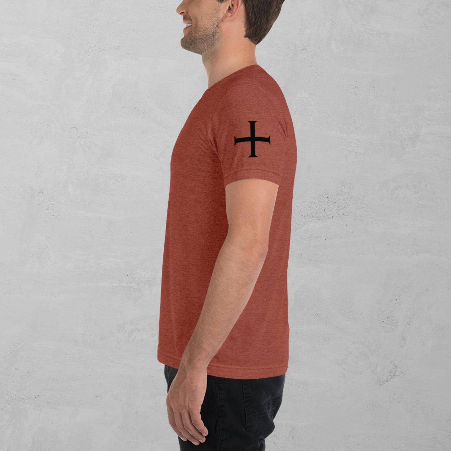 Crusader Cross in black t-shirt