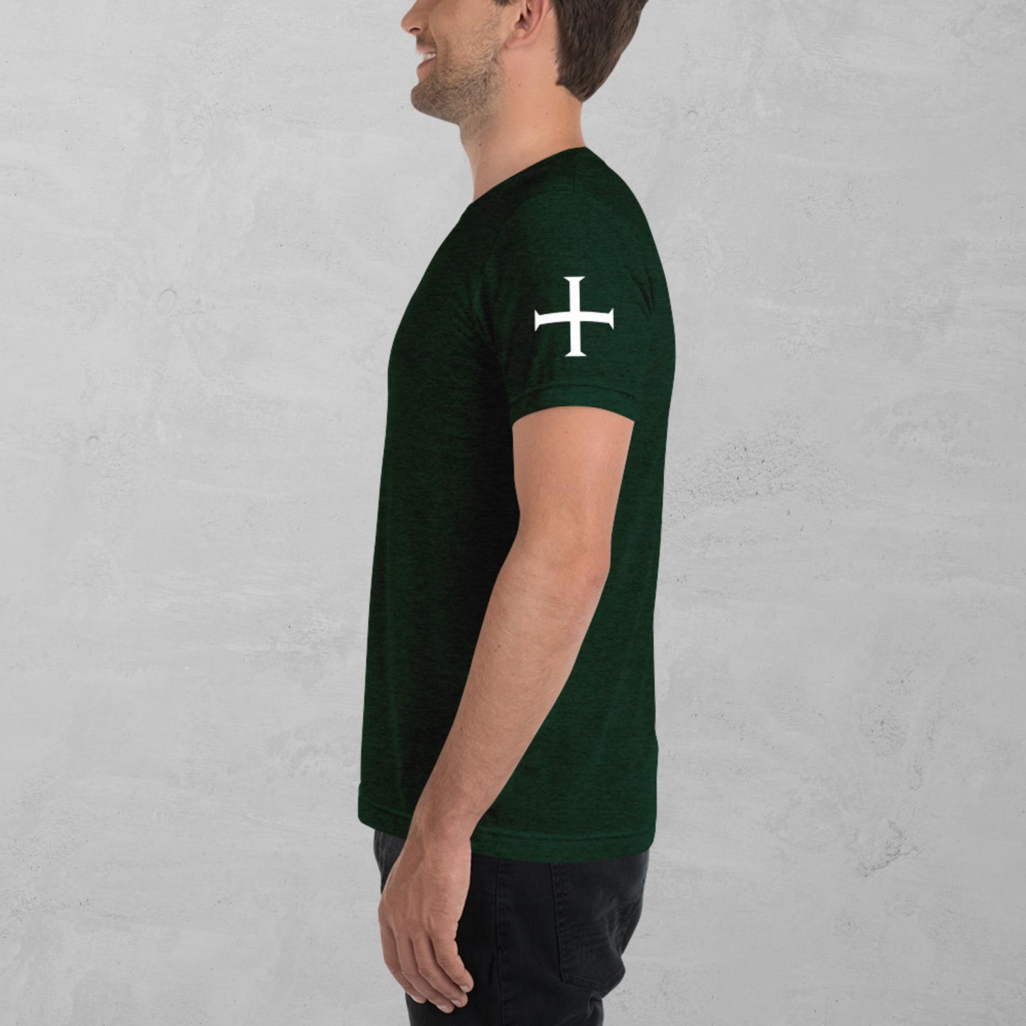 Crusader Cross in white t-shirt