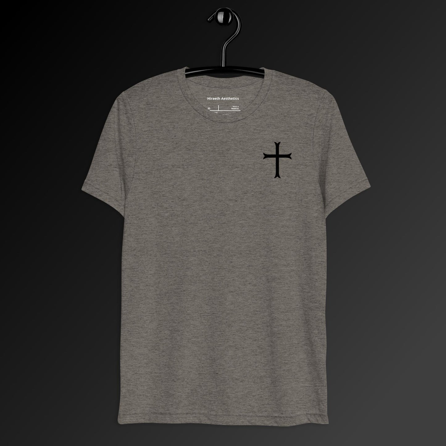 Cross in black t-shirt