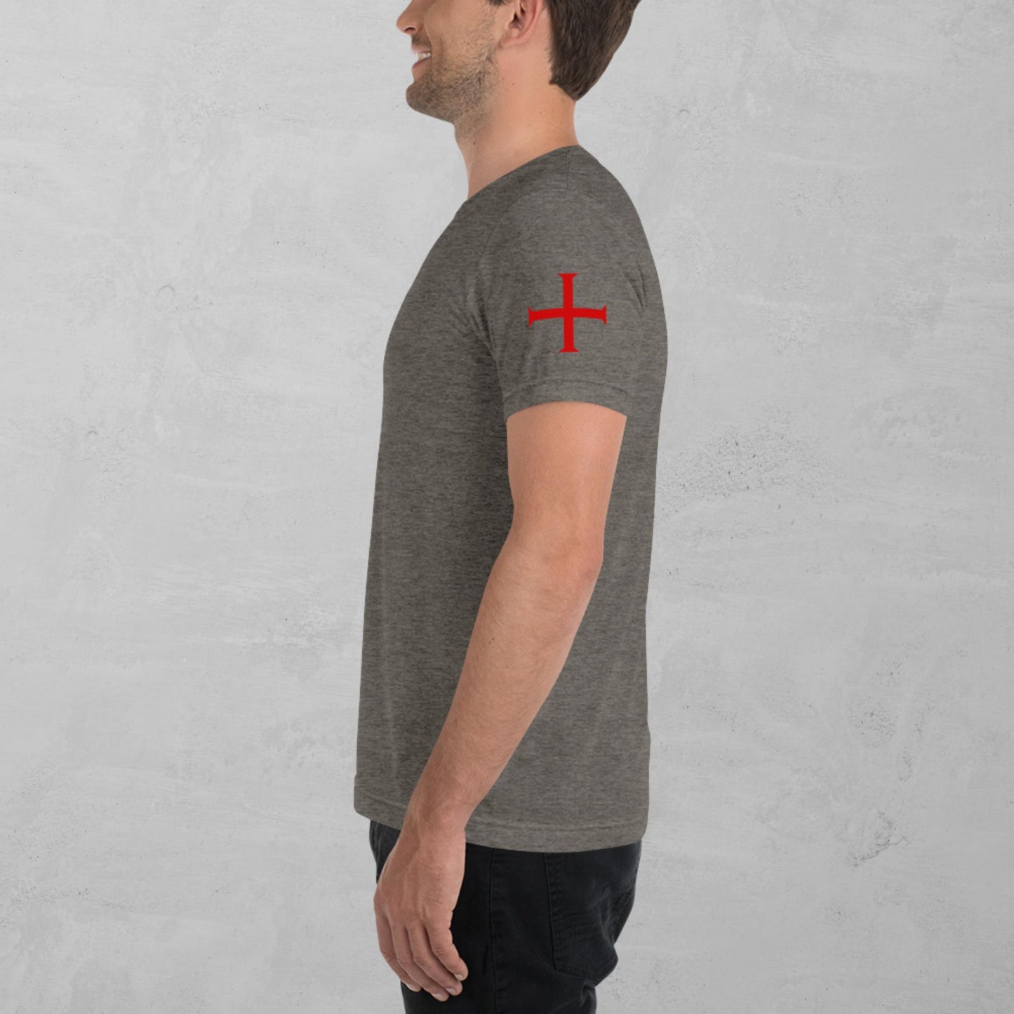 Crusader Cross in red t-shirt