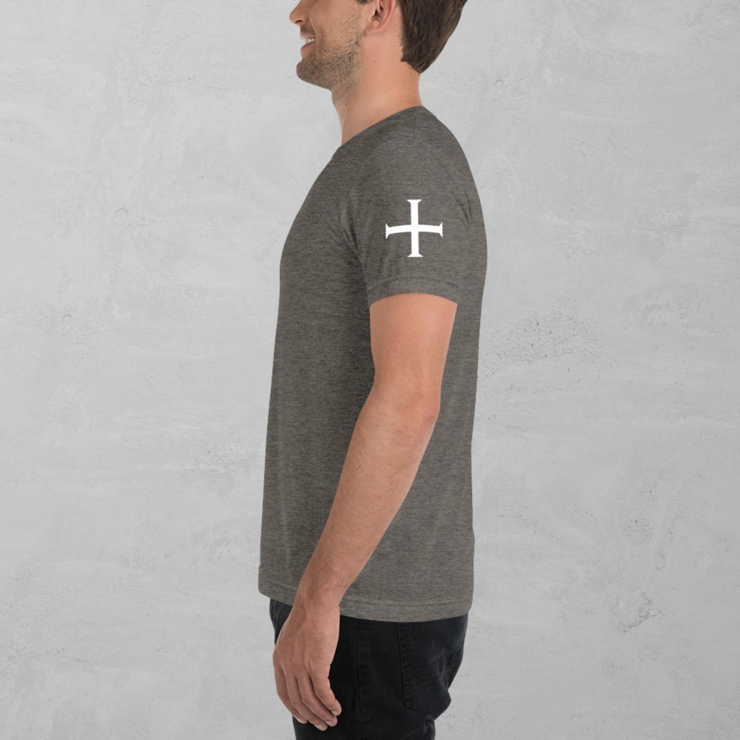 Crusader Cross in white t-shirt