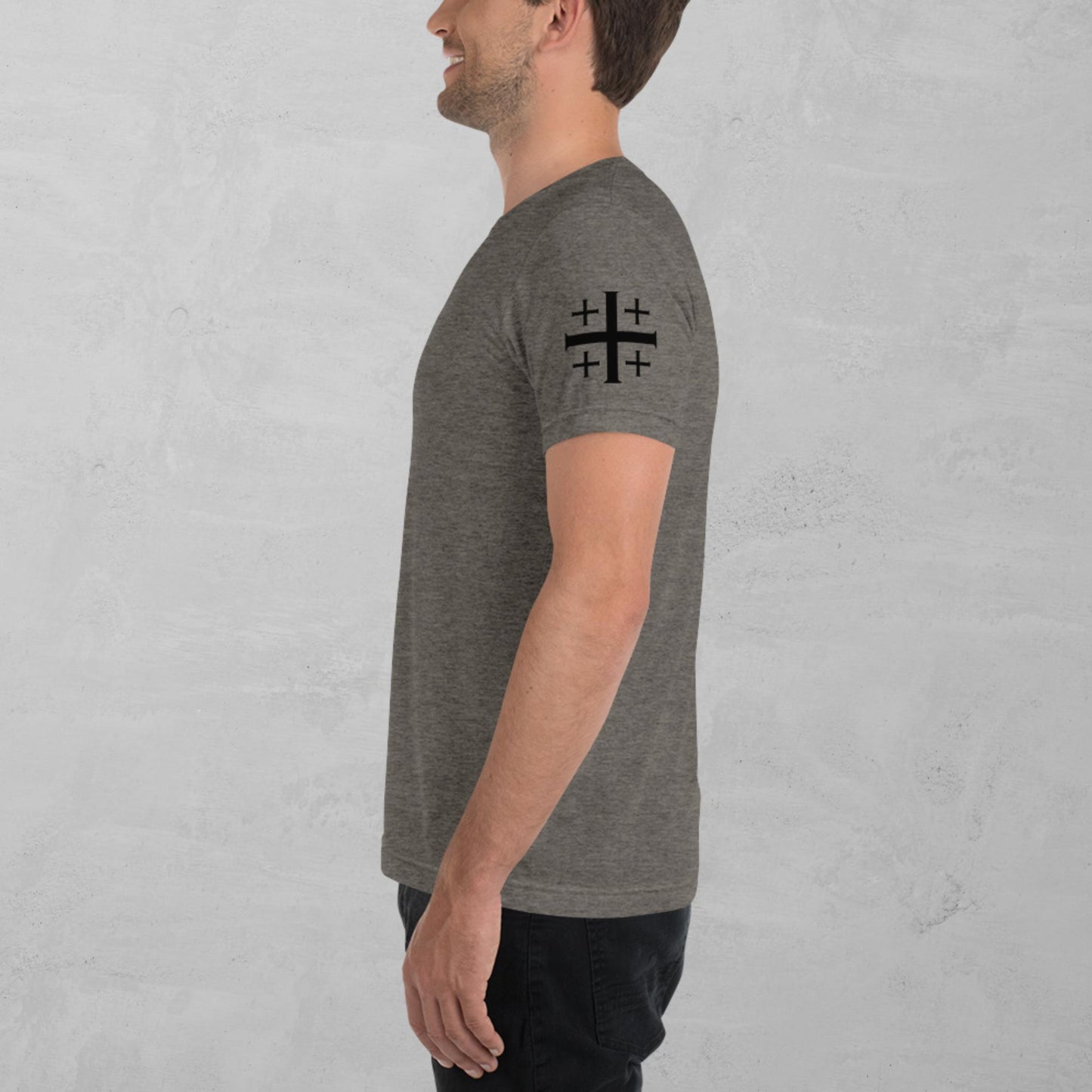 Jerusalem Cross in black t-shirt