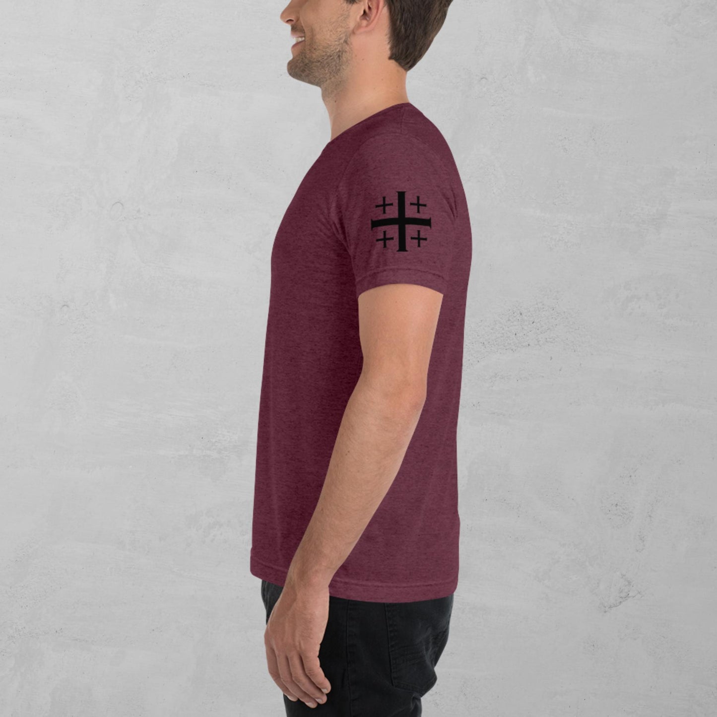Jerusalem Cross in black t-shirt