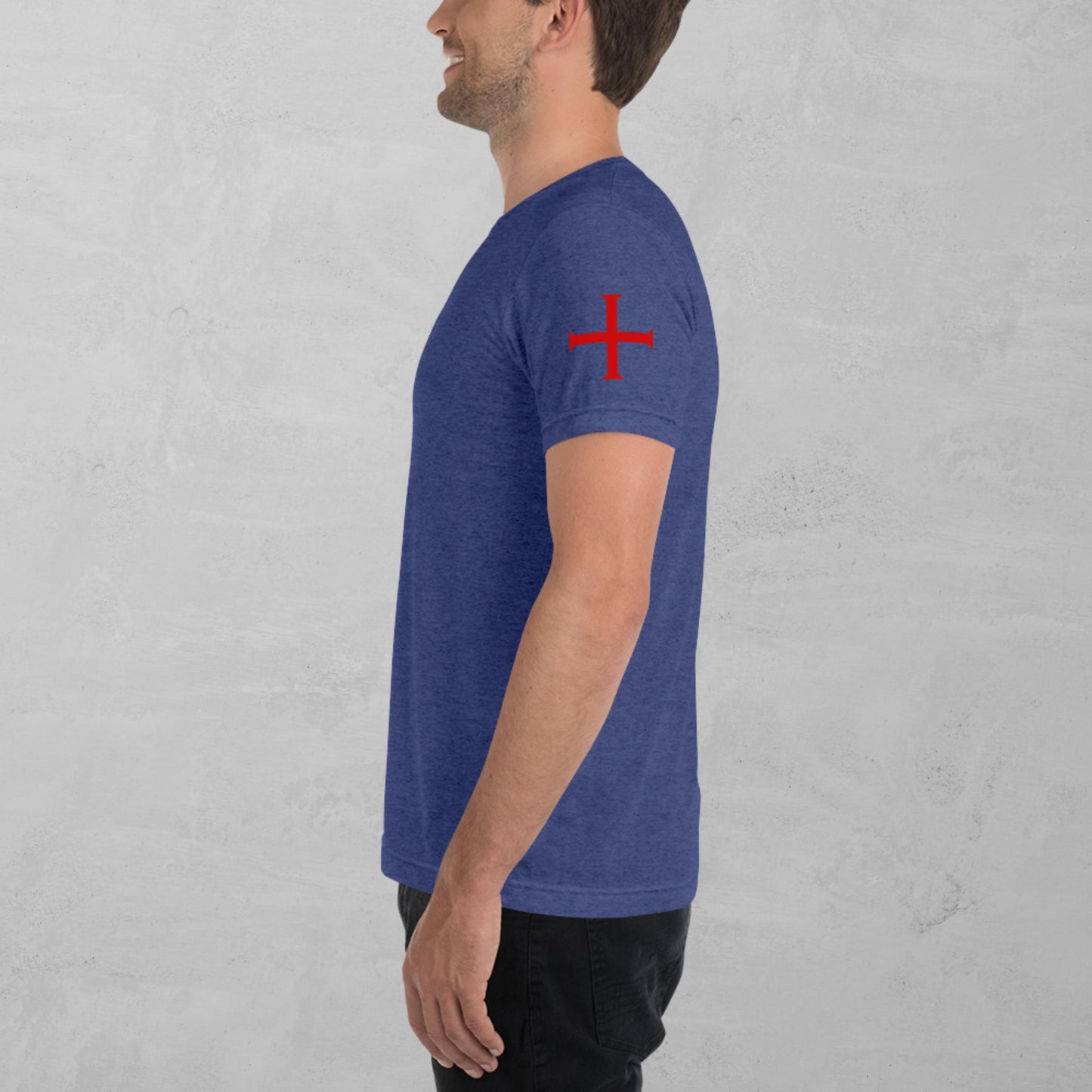 Crusader Cross in red t-shirt
