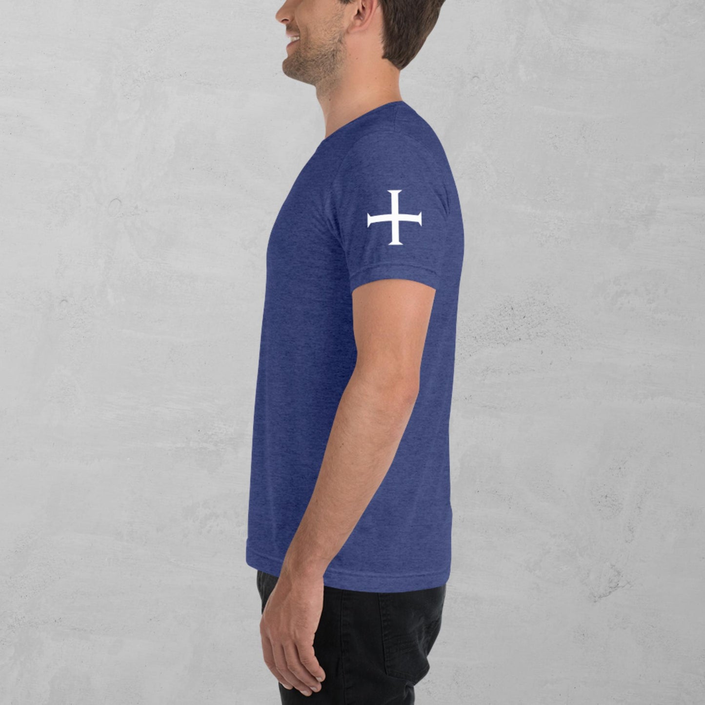 Crusader Cross in white t-shirt