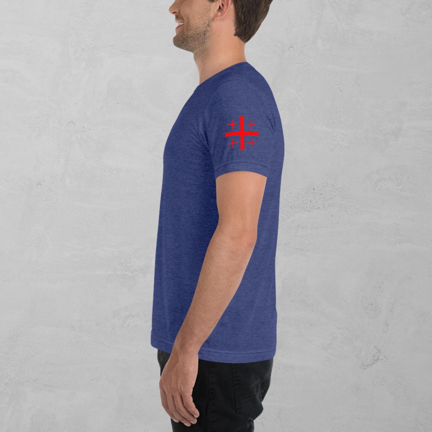 Jerusalem Cross in red t-shirt