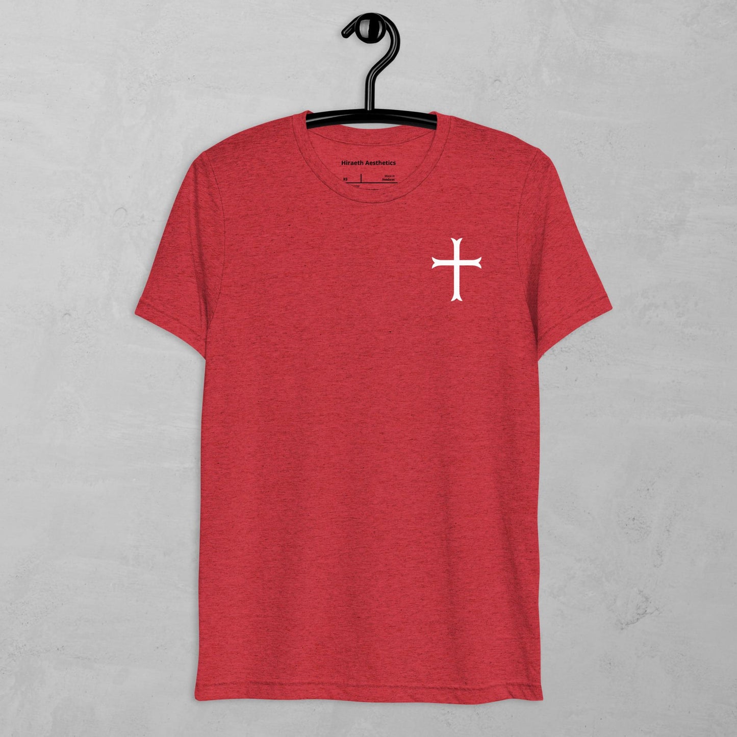 Cross in white t-shirt