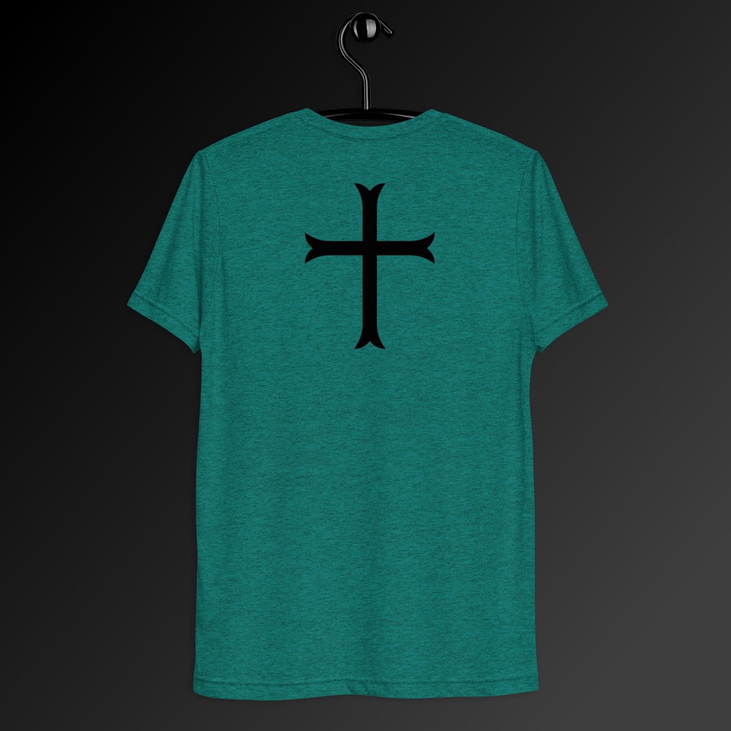 Cross in black t-shirt
