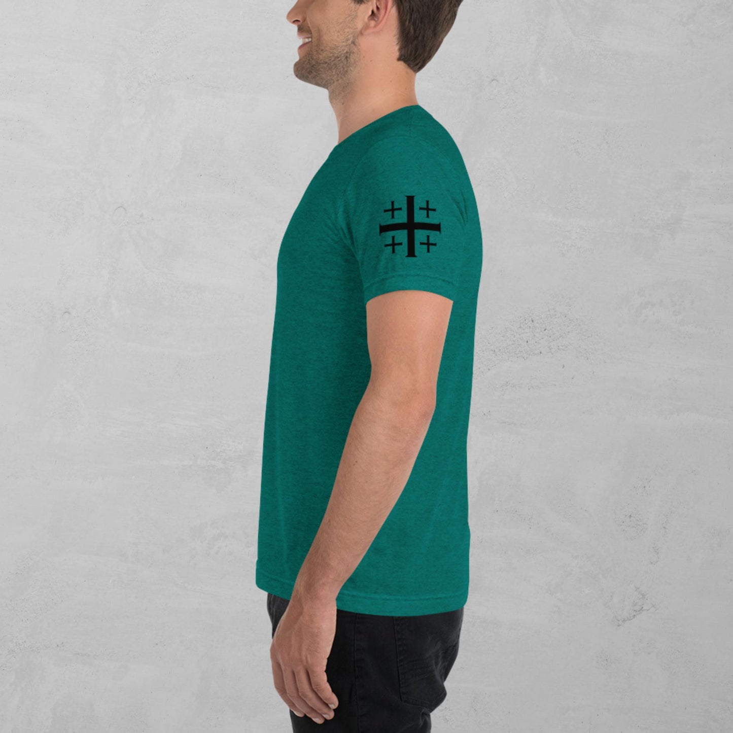 Jerusalem Cross in black t-shirt