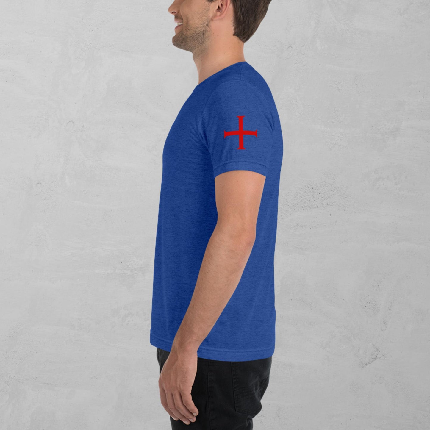 Crusader Cross in red t-shirt