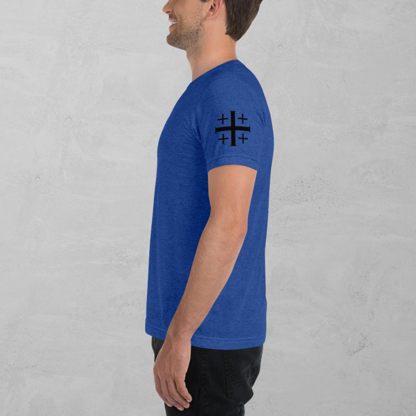 Jerusalem Cross in black t-shirt