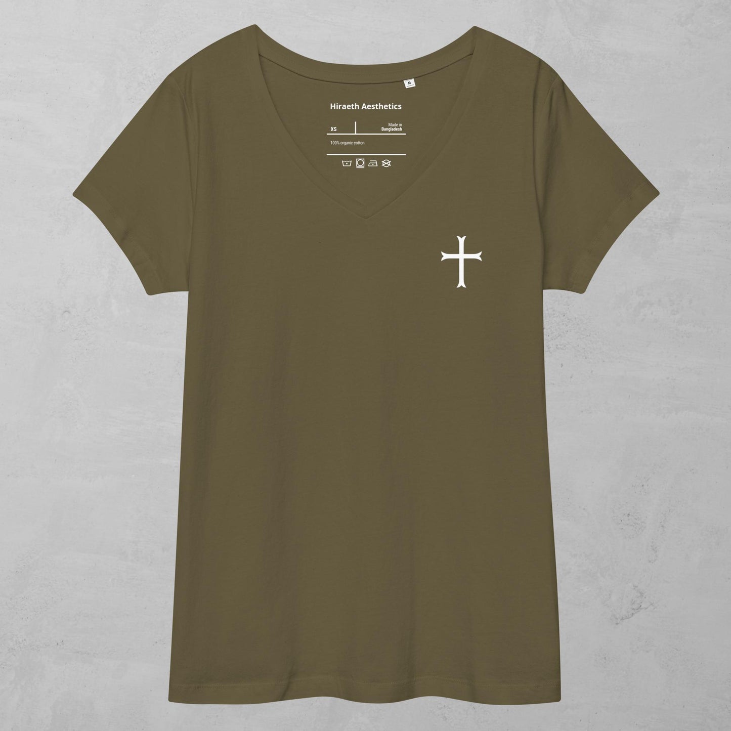 Fitted Women's White Cross v-neck