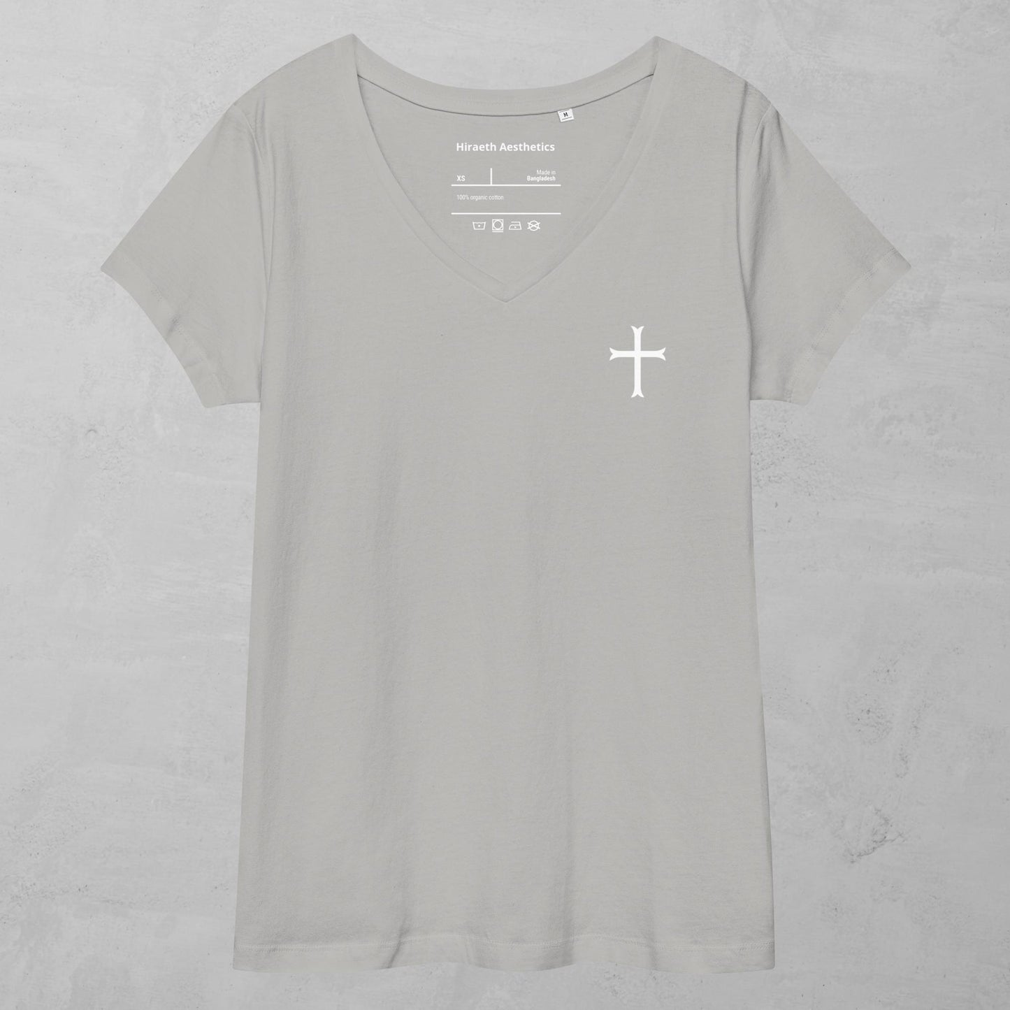 Fitted Women's White Cross v-neck