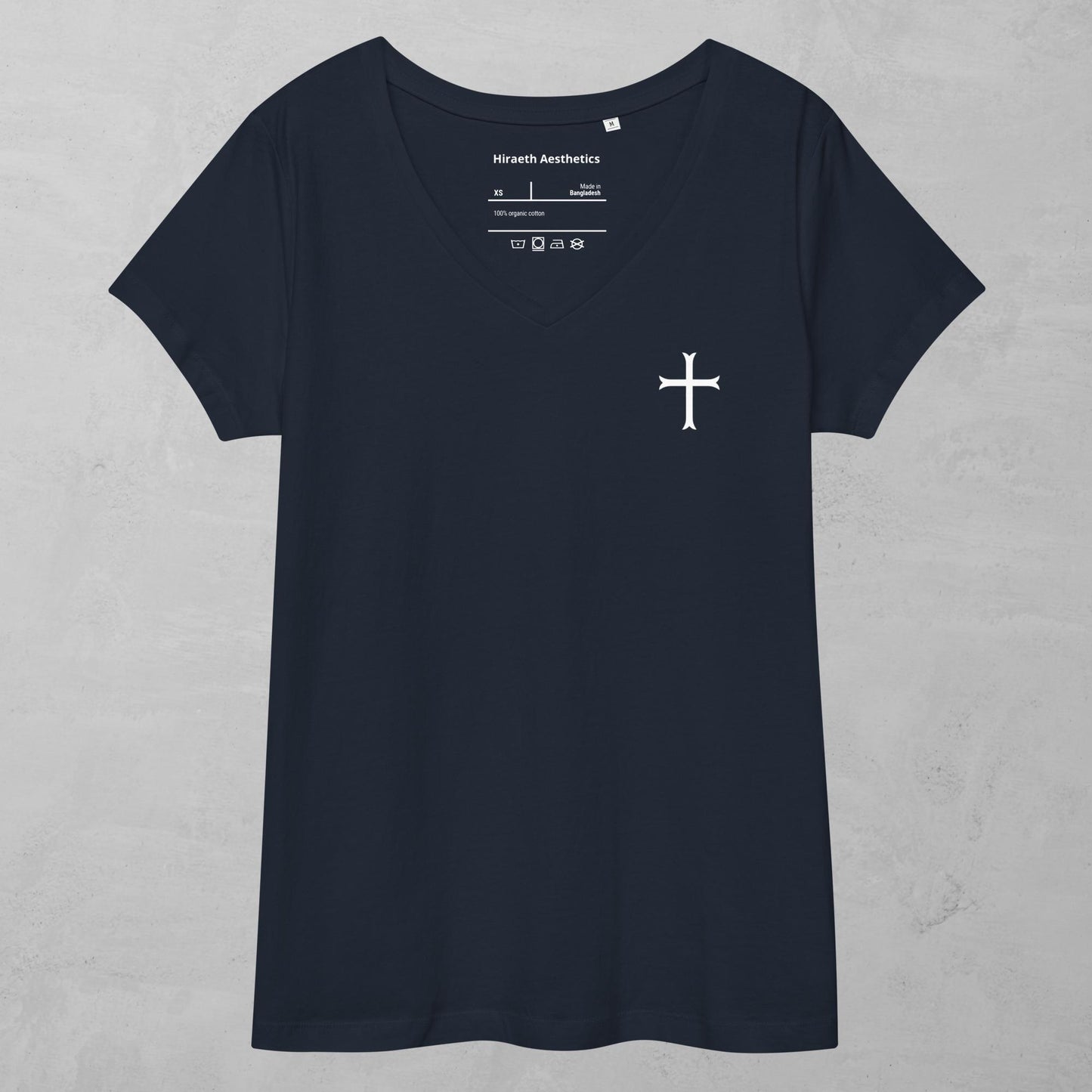 Fitted Women's White Cross v-neck