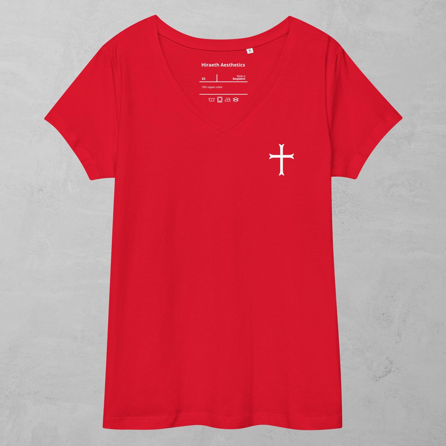 Fitted Women's White Cross v-neck