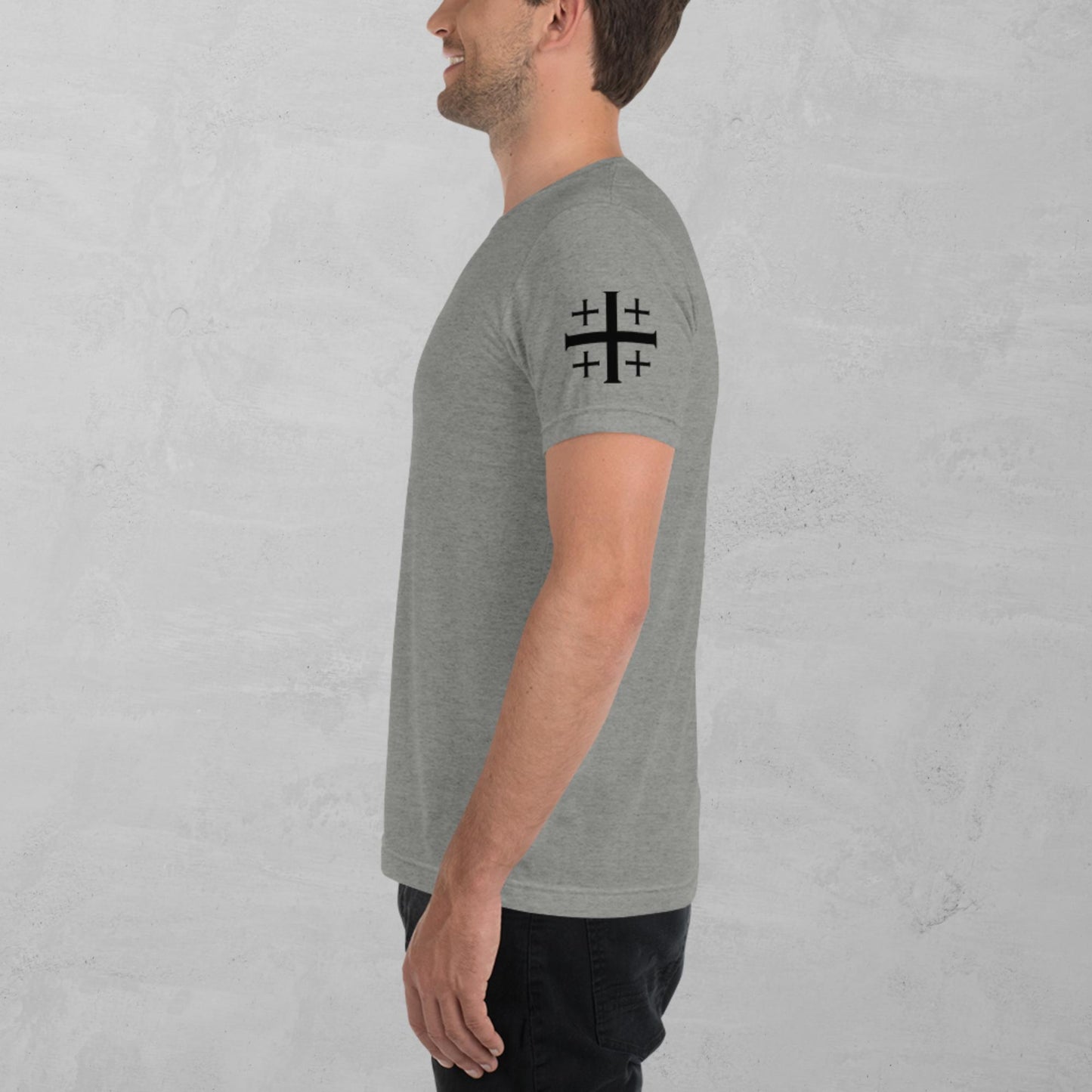 Jerusalem Cross in black t-shirt