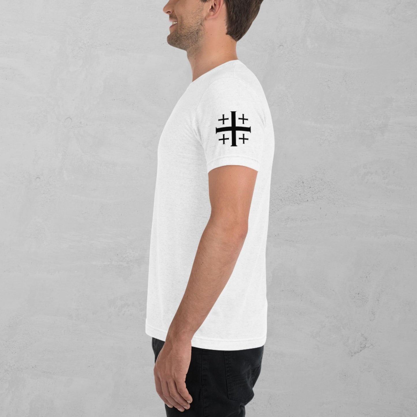 Jerusalem Cross in black t-shirt
