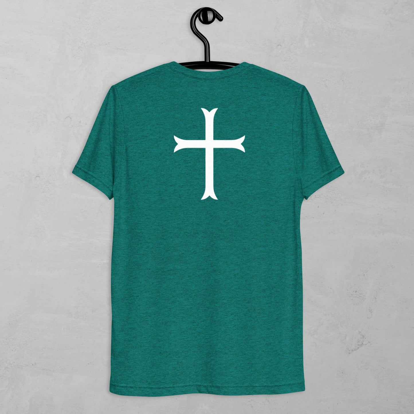 Cross in white t-shirt